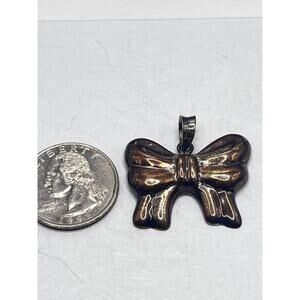 925 Sterling Silver 2D Bow Tie Pendant 5g Mexico 1 1/4" x 1" Signed JC